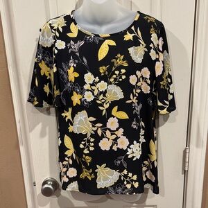 LOFT black and yellow floral blouse. Sz Medium